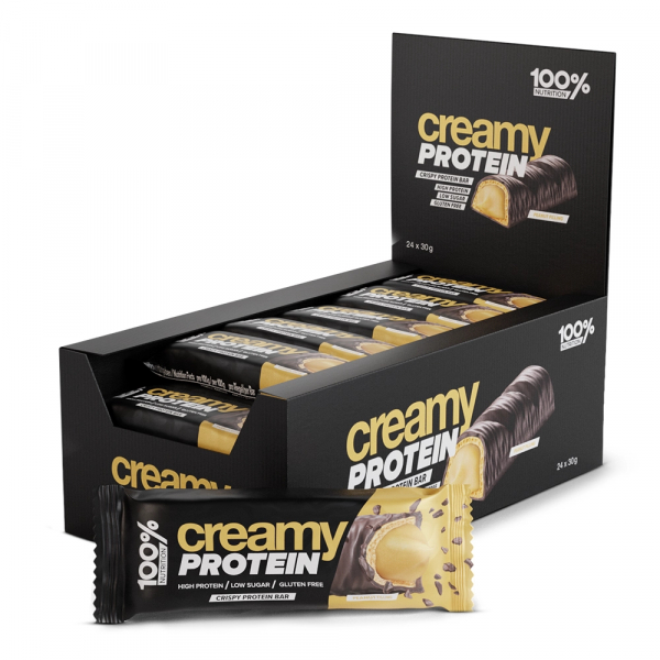 100% NUTRITION CREAMY Protein Bar 24x30g