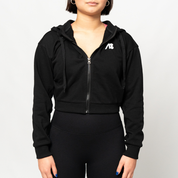 ATOMBODY Hoodie mit Reißverschluss für Frauen, Schwarz