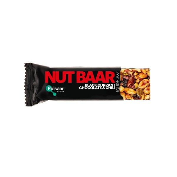 PULSAAR NUTRITION Nut Baar 15 x 40g - Black Currant, Chocolate & Chili - MHD 12.10.2022