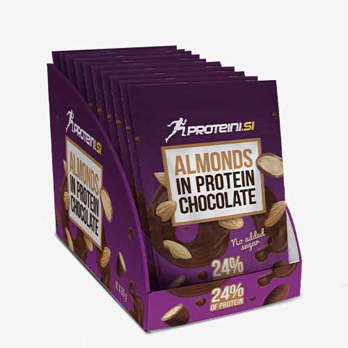 PROTEINI.SI Almonds in Protein Chocolate 10 x 80g - MHD 23.06.2022